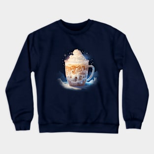 Beautiful ornate latte semi surreal design in a snowy landscape Crewneck Sweatshirt